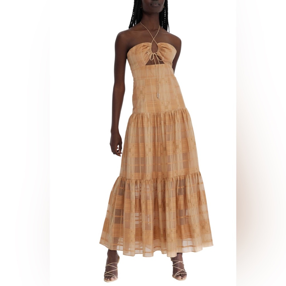 Significant Other Danica Halter Cutout Maxi Dress – Size 10 NWOT Tiered Flounce